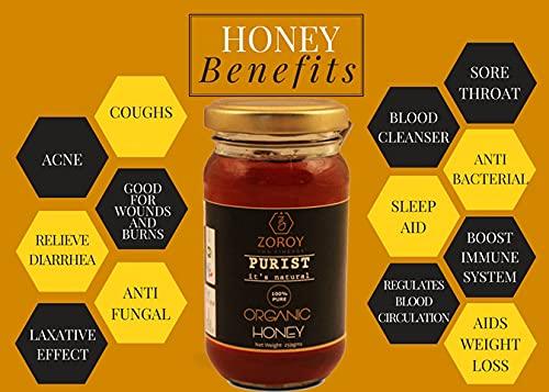 ZOROY THE FINESSE ZOROY THE FINESSE 100% Pure Honey | Organic Honey cultivated from Himalyas | Wild forest Honey | Best Honey for Family | Natural Honey | No Sugar adulteration | 250 Grams