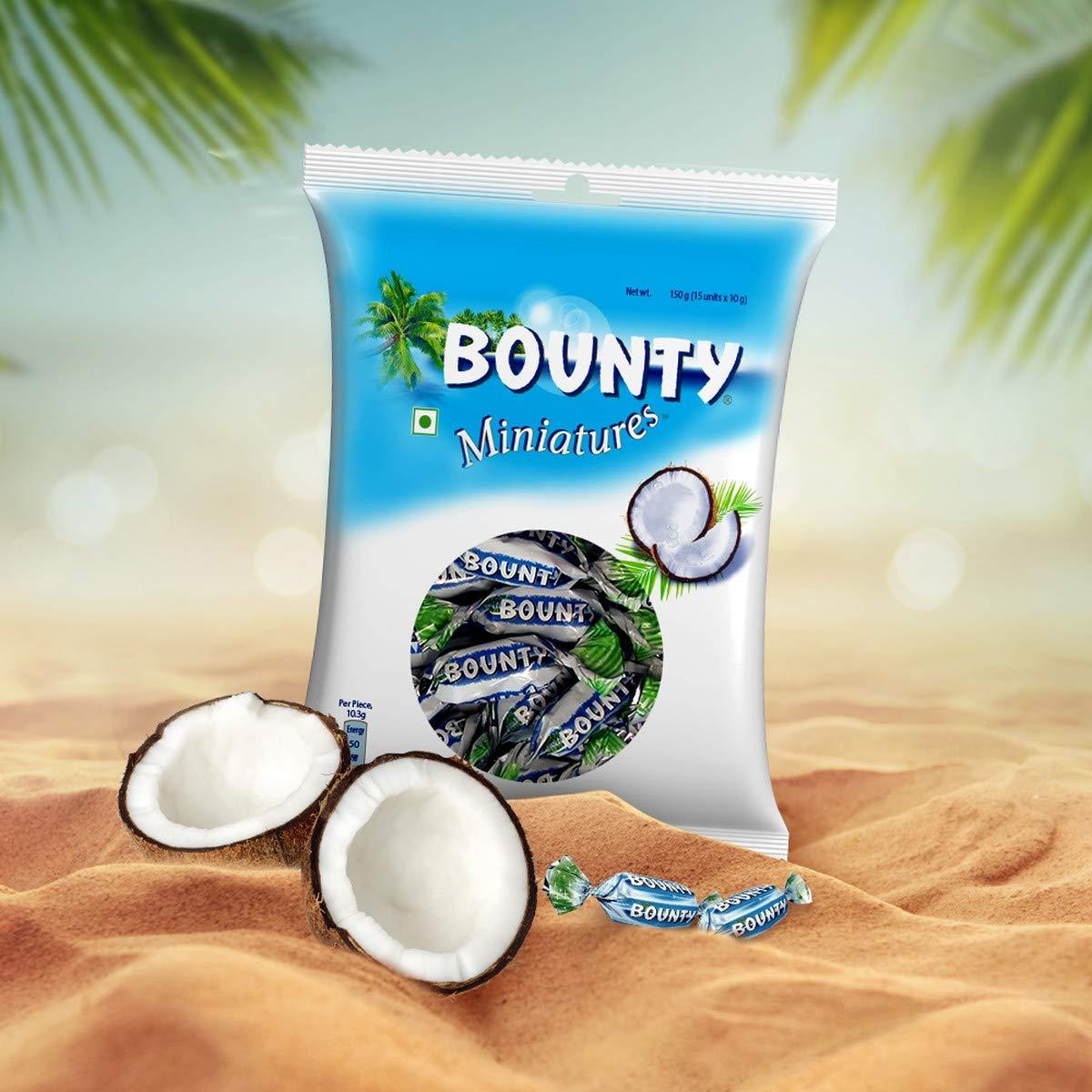 Bounty Bounty Chocolate Miniatures, 150g Pouch (15 Pieces)