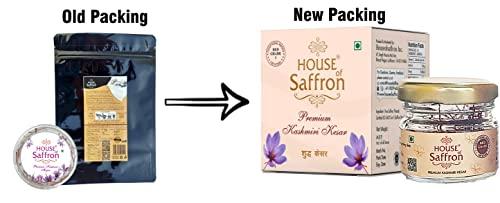 House of Saffron House of Saffron 5grams Kashmir Mogra Kesar Premium Original Saffron for Pregnant Women, Milk, Cooking, Biryani, Skin, Grade A1+++ Natural All Red Long Threads Pure Keshar - 5g