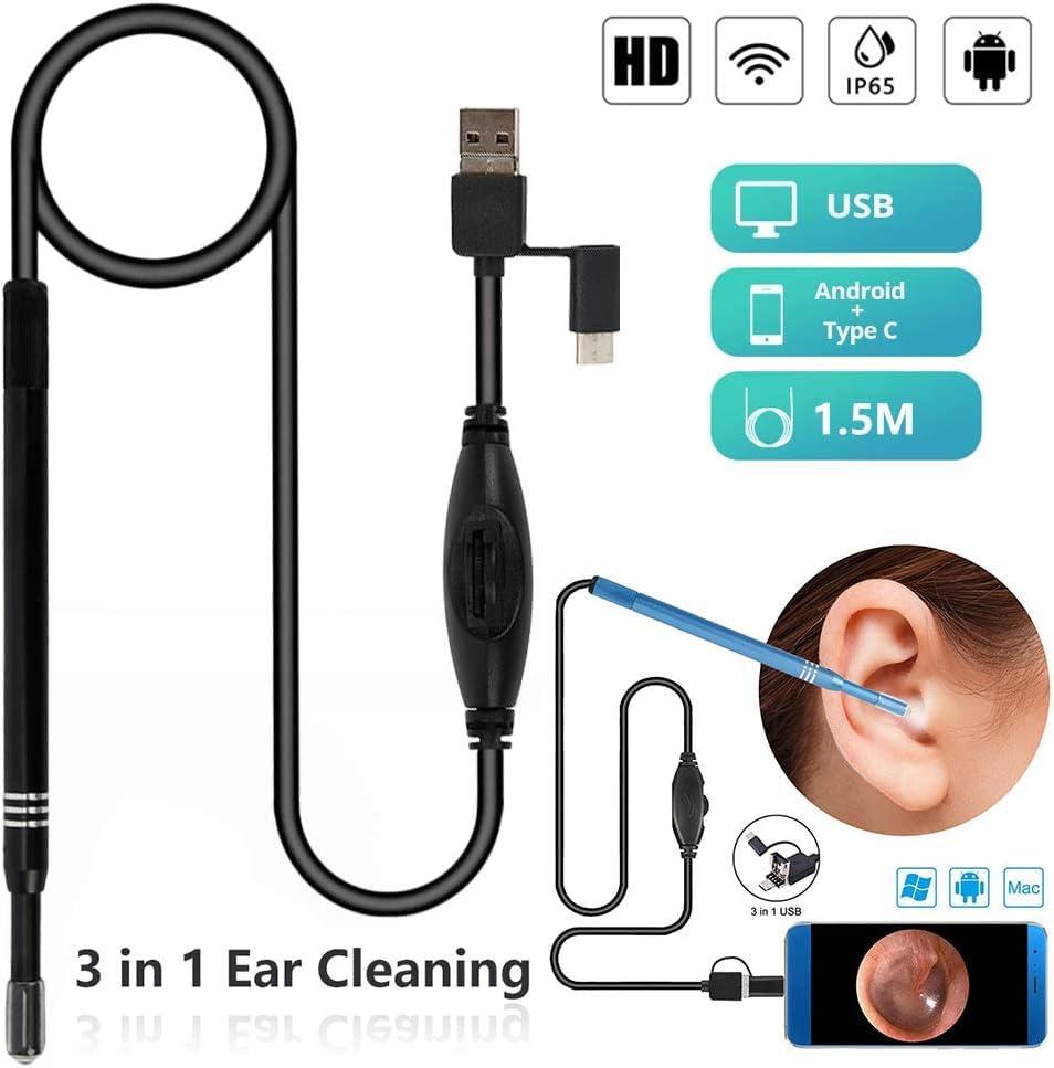 Tobo Tobo Ear Otoscope, USB Digital Waterproof HD Ear Scope Inspection Camera,3 in 1 USB Otoscope with 0.3 Mega Pixel 6 LEDs for Tablet Laptop PC Android Phone to Video Otoscope (USB-0.3-MP) TD-592IM