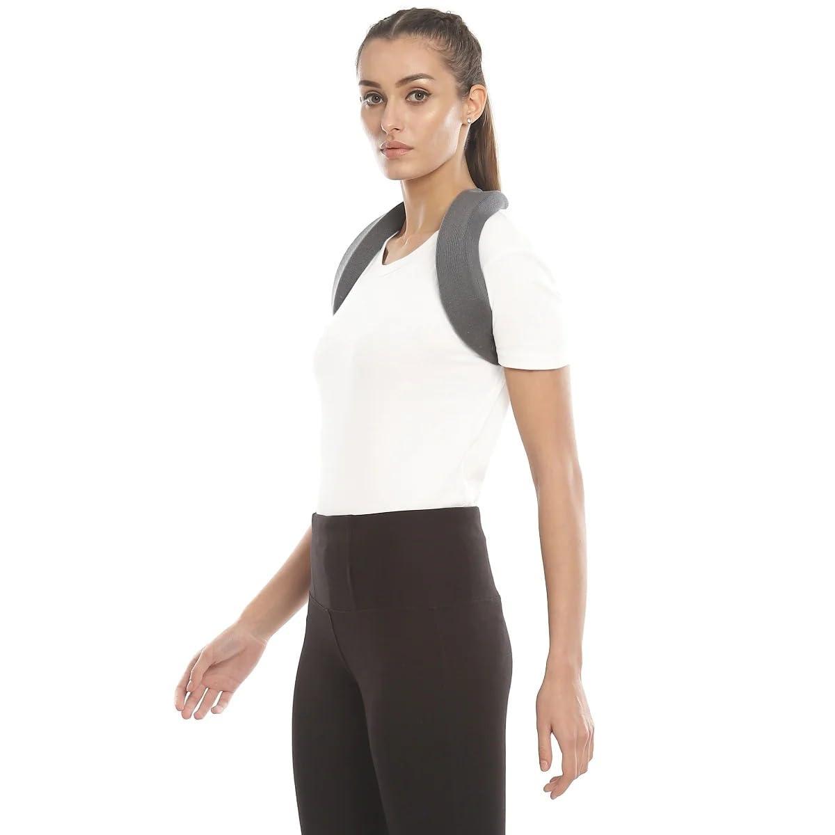 Romsons Clavicle Brace With Velcro|Adjustable Belt For Back & Shoulder Support|Relief from Injury and Fractures|Straightener Brace For Spine & Body Posture Correction|Size - Large