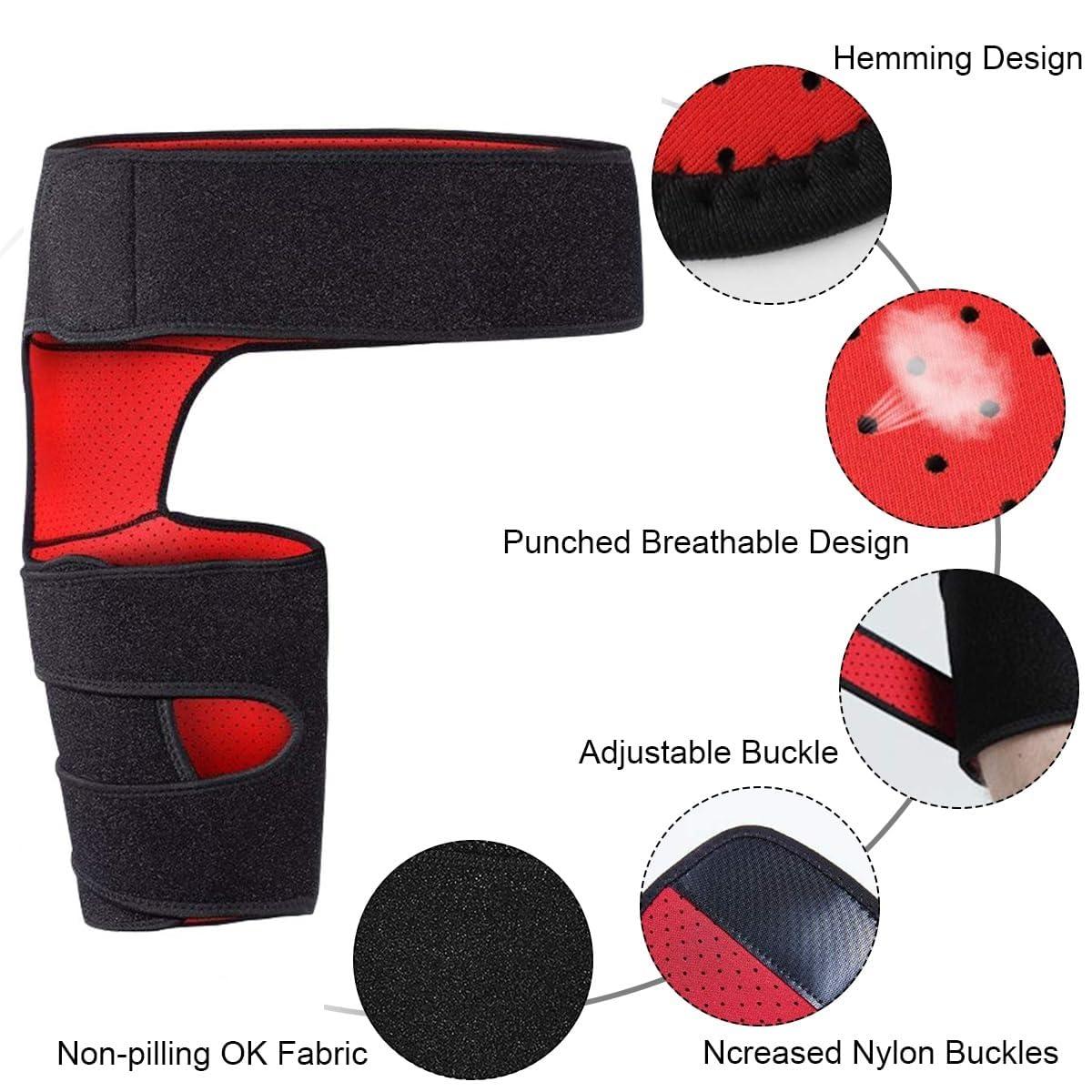 SACHI SPORTS SACHI SPORTS Hip Brace For Sciatica Pain Relief, Compression Upper Leg Muscle Support Stabilizer Wrap For Thigh, Hamstring, Joints, Arthritis, Pulled Muscles, Hip Pain,Universal Size