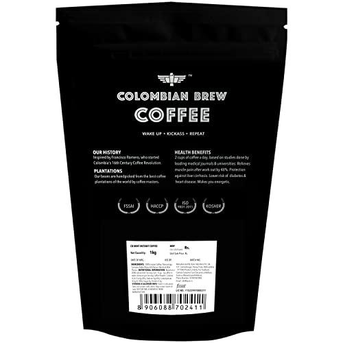 COLOMBIAN BREW COFFEE Colombian Brew Mint Instant Coffee Powder, No Sugar Vegan, 1kg Hotel Pack