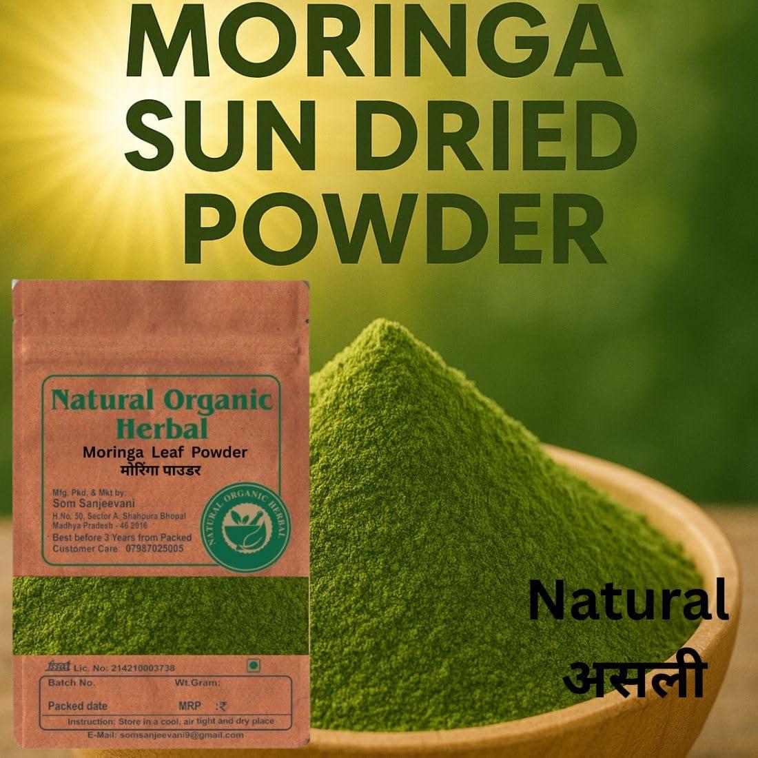 NATURAL ORGANIC HERBAL Natural Organic Herbal Moringa Sun Dried Leaf Powder 50Gram |No Added Artificial Colours,Flavour, & Preservatives
