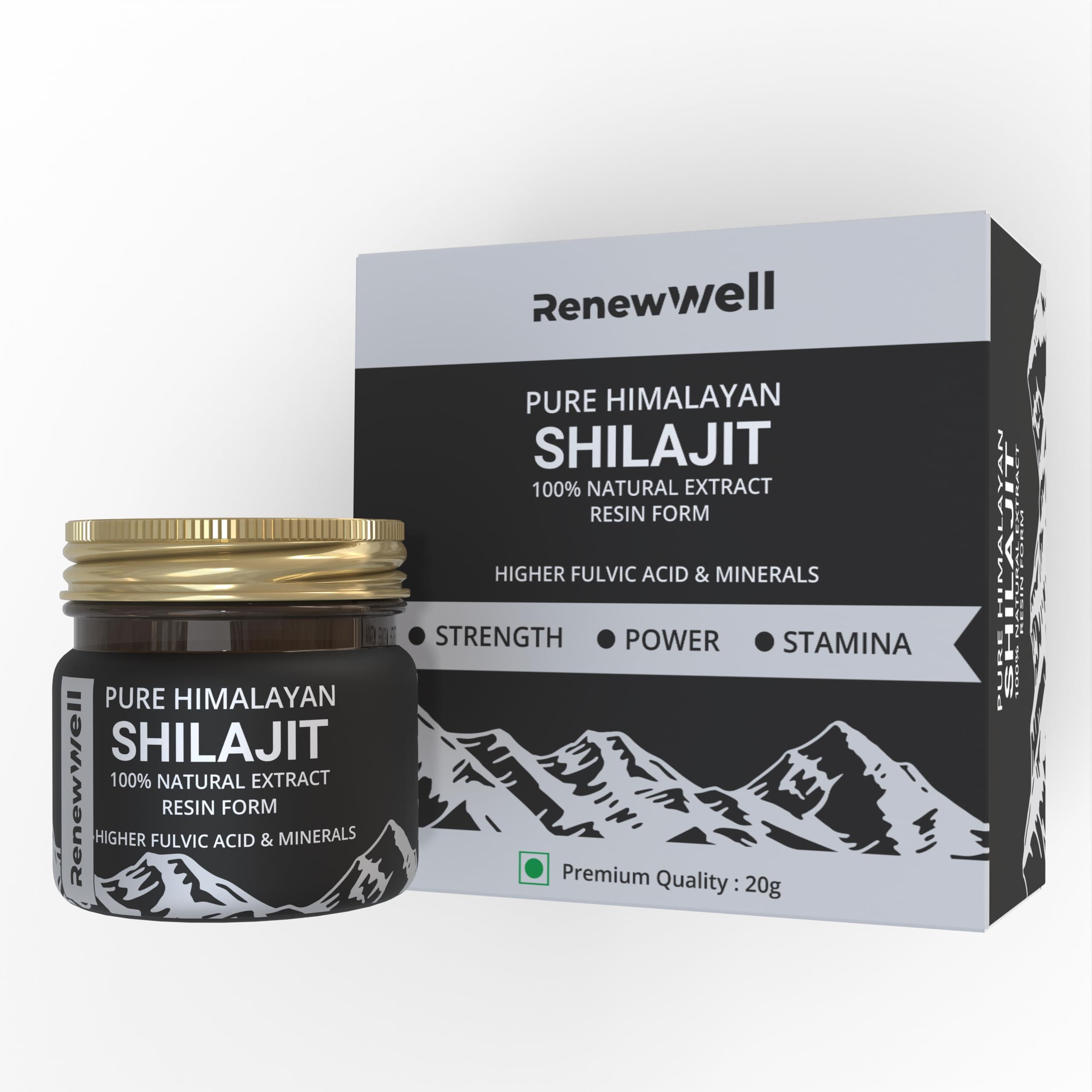 RENEWWELL Renewwell Pure Himalayan Shilajit Resin form | Boost Stamina Improve Performance | Safe Shilajit For Men High Energy (20 gm)