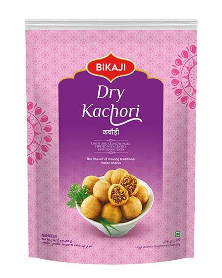 Pink Delight Bikaji Namkeen Dry Kachori | Stuffed with Lentils and Indian Spices | Crispy & Crunchy Balls | Perfect Choice for Snacks Party | 400 Gm Pack