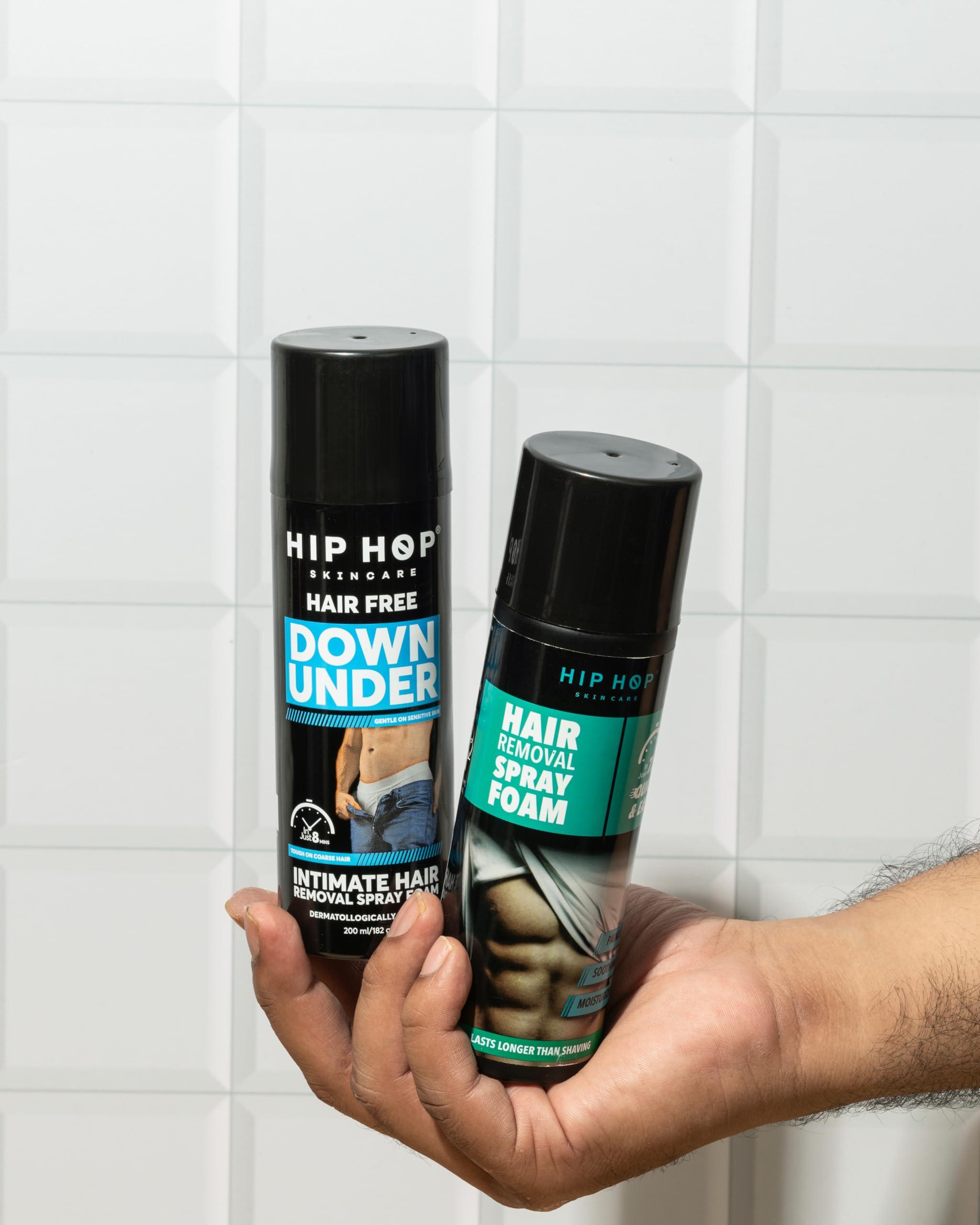 HipHop skin care HipHop Skincare Hair Removal Spray Foam and Hair Free Down Under Intimate Spray Foam for Men | Painless Body Hair Removal Effective for Groin, Balls, and Scrotum | No Irritation, Suitable For All Skin Types | Painless, Flawless, Soothing Depilatory f