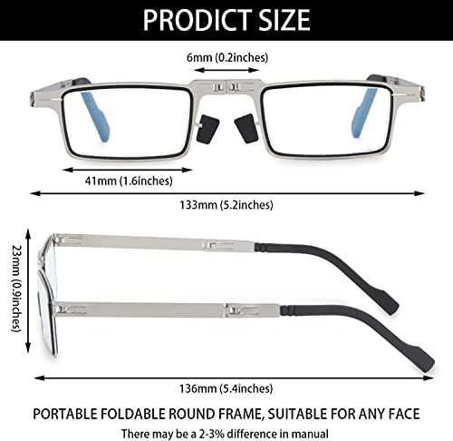NAIDEV NAIDEV Ultra Light Titanium Material Screwless Foldable Reading Glasses, Titanium Reading Glasses, Anti Blue Ray Not Easy To Get Tired (+1.5)