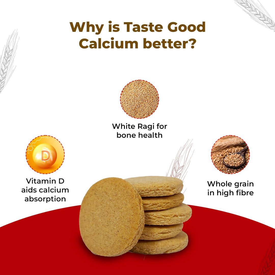 AZISTA INDUSTRIES PRIVATE LIMITED Taste Good Calcium & Vitamin D Biscuits For Strong Bones With Goodness of White Ragi & Whole Wheat Flour| Milk Based High Fiber Cookies (Pack of 8)
