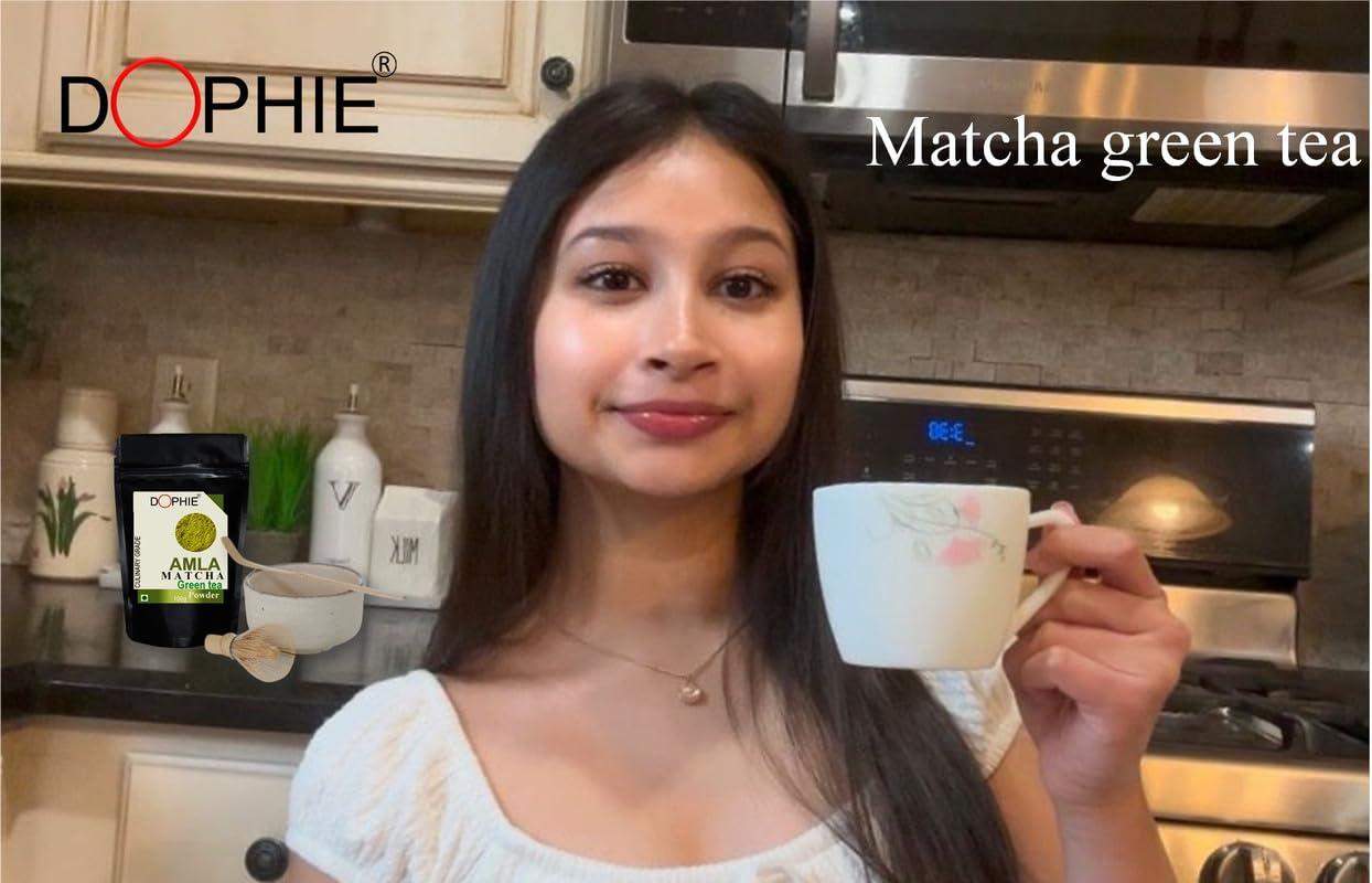 Dophie Dophie Matcha Green Tea Powder with Amla Powder 100g [PACK-3] Culinary Grade - Powerful antioxidants and benefits from Amla and Matcha green tea Powder.
