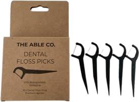 Generic The Able Co. Biodegradable and Environment Friendly Bamboo Toothbrush And Co. Biodegradable Dental Floss Picks Combo Pack of 2