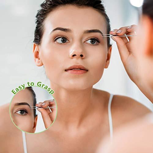 Mudder 3 Pieces Ingrown Hair Tweezers Stainless Steel Splinter Tweezers Pointed Blackhead Remover Precision Eyebrow Tweezers for Facial Hair, Ingrown Hair, Splinter and Blackhead Remover (Silver)