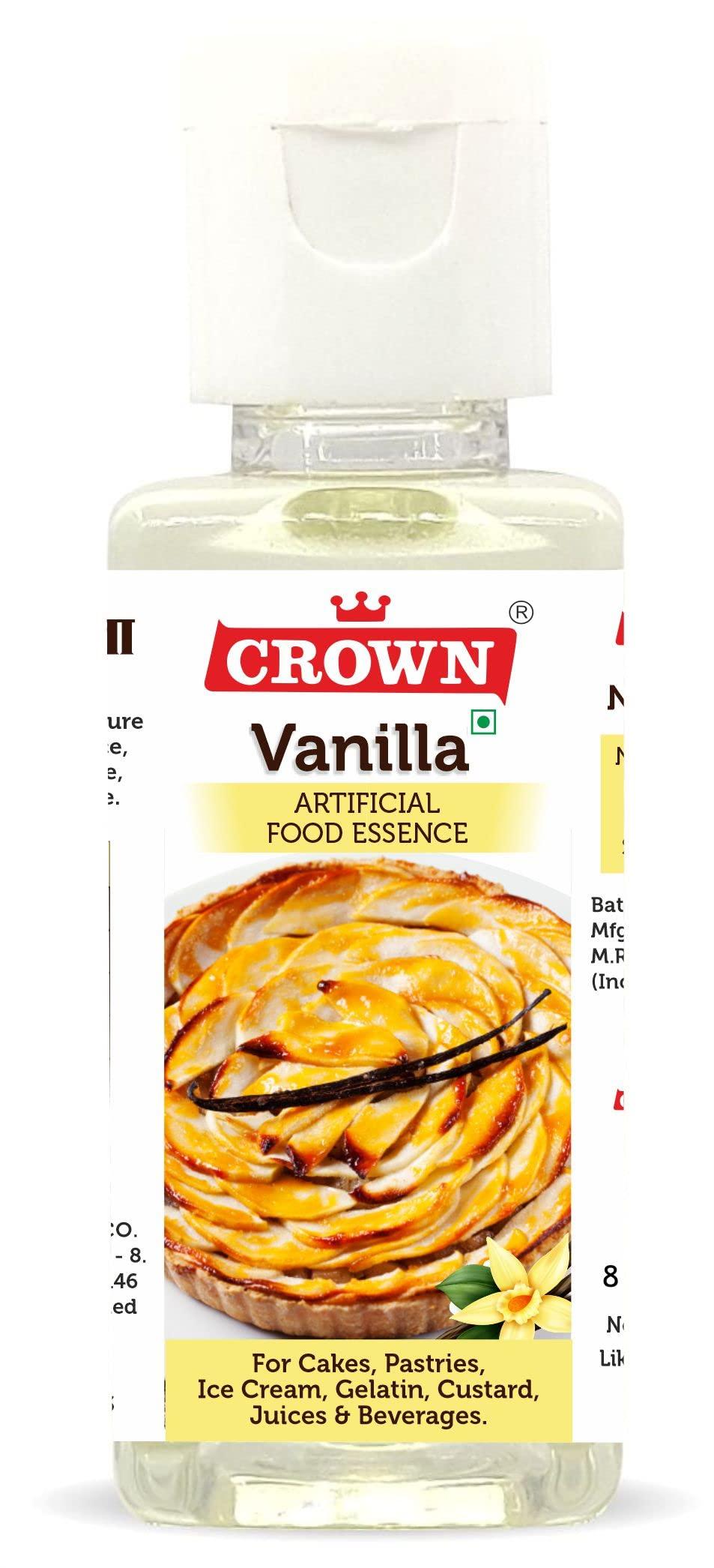 CROWN Vanilla Essence | White Colorless | Culinary Flavoring Agent 100ml | Making Homemade Cakes, Cookies, Jams & Jellies, Sherbats, Icecreams, Sweets