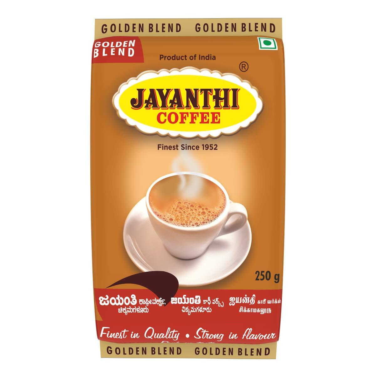 JAYANTHI JAYANTHI Golden Blend, Coffee Contains 15% Chicory, coarse or Filter Grind, 250g x 4, Bag