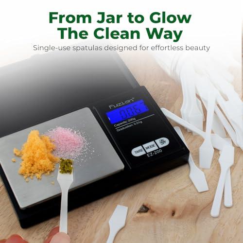 Kopperko KOPPERKO 100 Pack 2.5 Inch Cosmetic Spatulas - Small Plastic Spatula for Cosmetics, Makeup, Creams, Crafts - Multipurpose Mini Applicators for Mixing Creams, Make-Up, Paste and Scraping Jars White