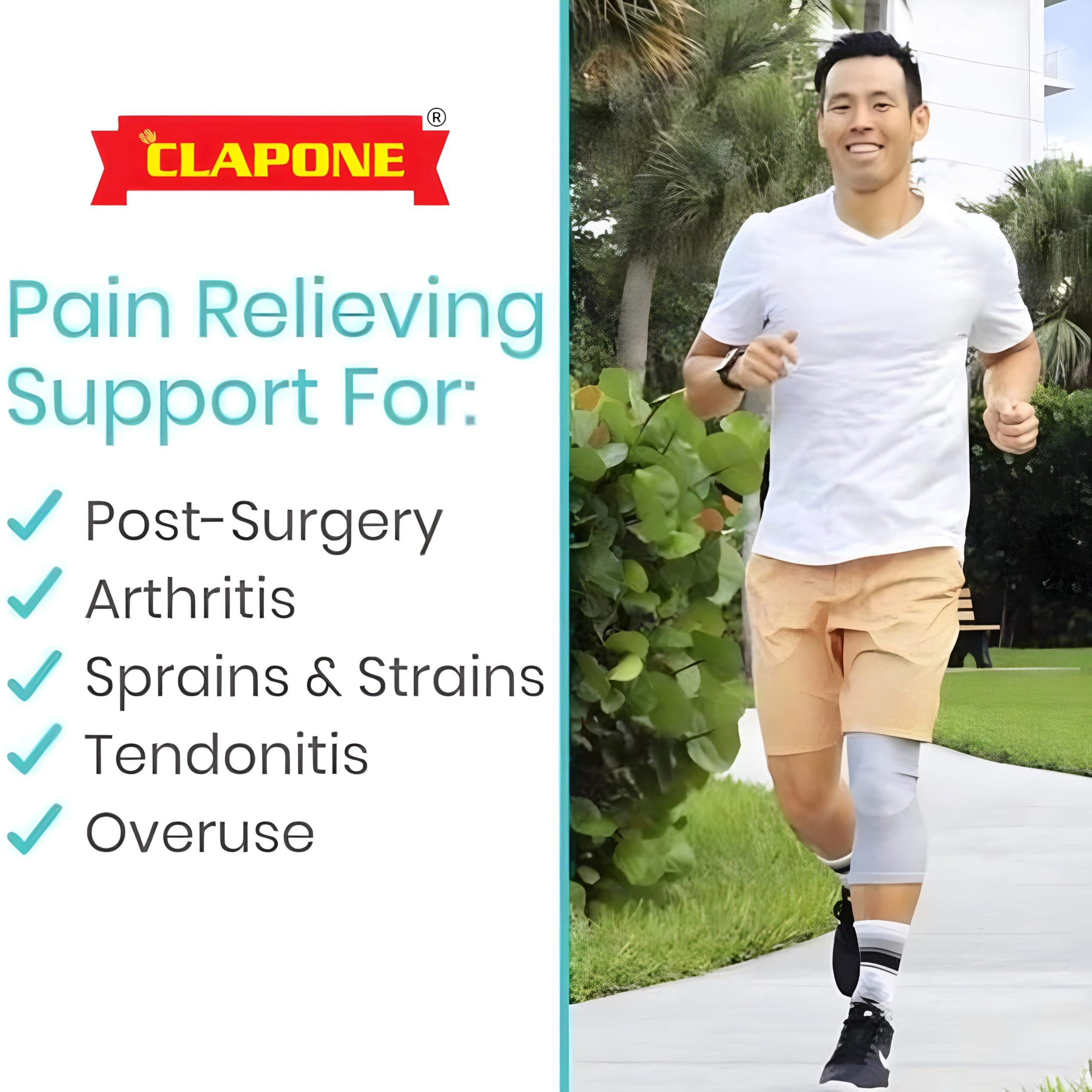 CLAPONE CLAPONE Knee Warmers, Long Cotton Knee Sleeves - For Women, Men, Circulation Improvement and Joint Pain Relief for Arthritis Knees, Knitted Binchotan Yarn, Thick, One Pair (Grey, XL)