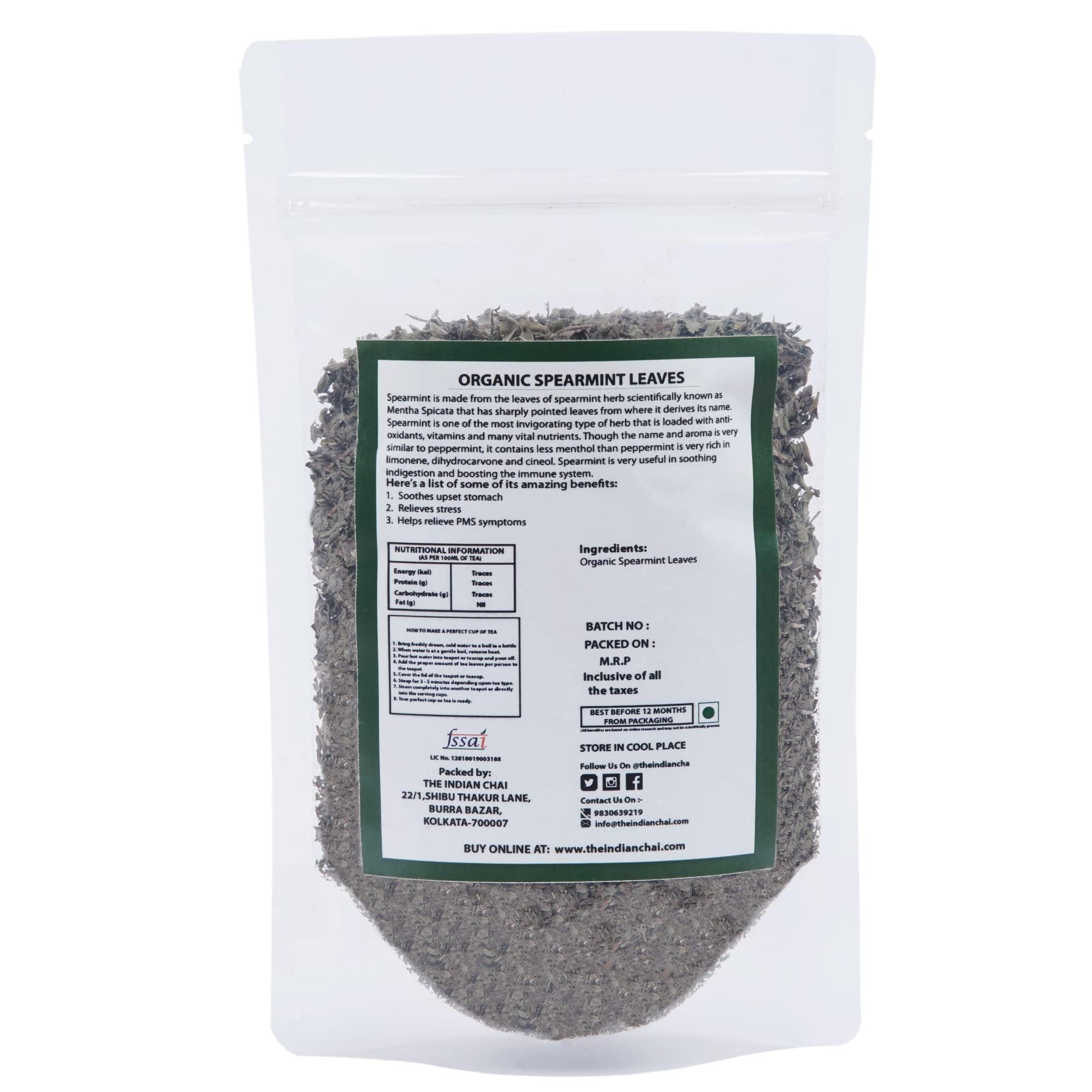 The Indian Chai The Indian Chai Organic Spearmint Tea 500 Gram For Pcod & Pcos, Helps In Hormonal Imbalance & Facial Hair & Acne, Caffeine Free Herbal Tea, Loose Leaf Tea
