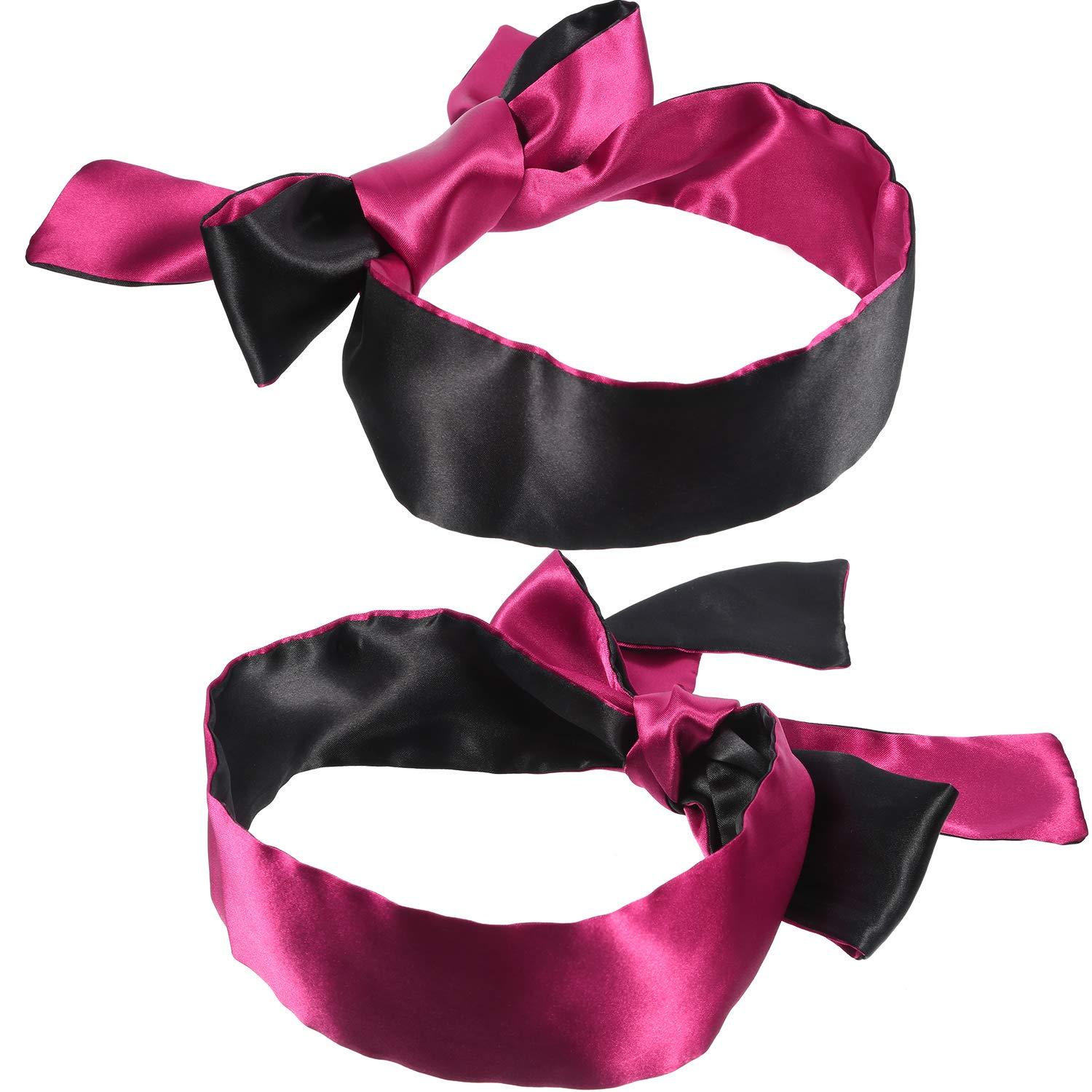 FORMANDO FORMANDO 2 Pack Sleeping Mask Satin Eye Mask Blindfold, 150 cm (Black Red)