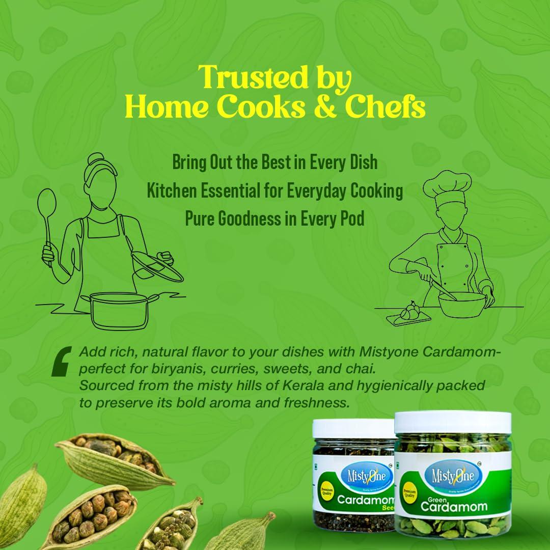MISTY ONE MistyOne Green Cardamom Seed | Elaichi Dana 100g