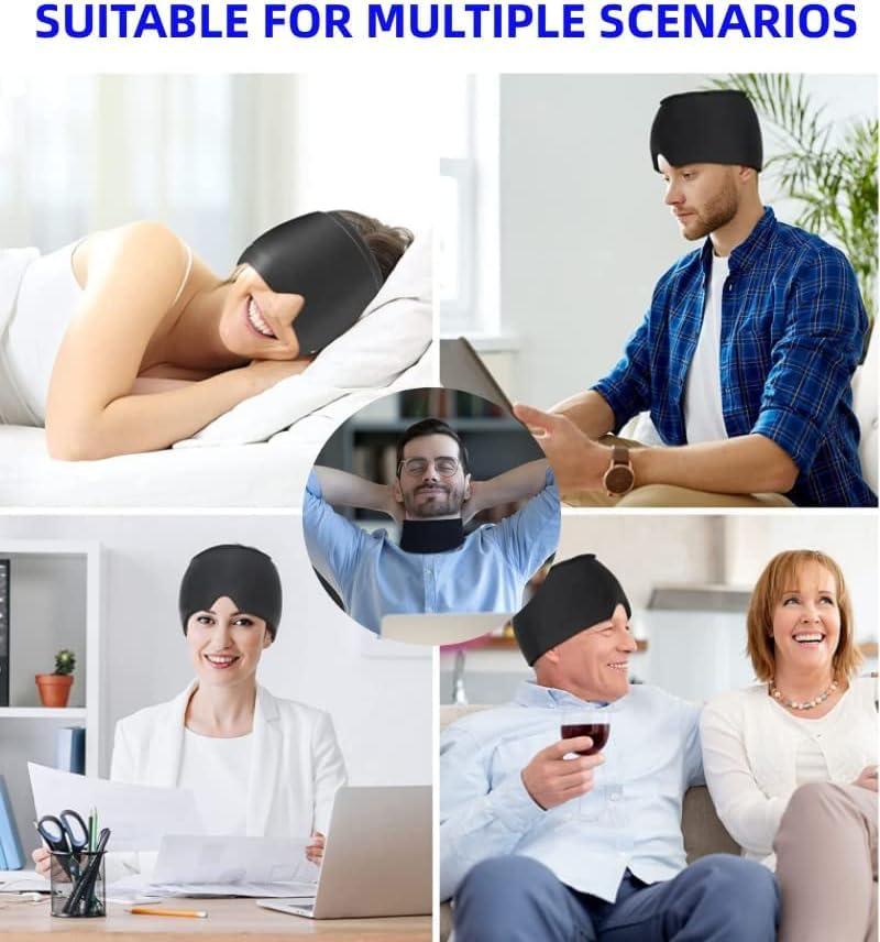 MKgrovv MKgrovv Instant Pain Relief Migraine Cap for Headaches Eye Masks Tension Relief Cap for Hot Cold Therapy Relaxing STRETCHABLE Migrane Cap With Free of Head Massager Scalp Scratcher Body Hair Massage