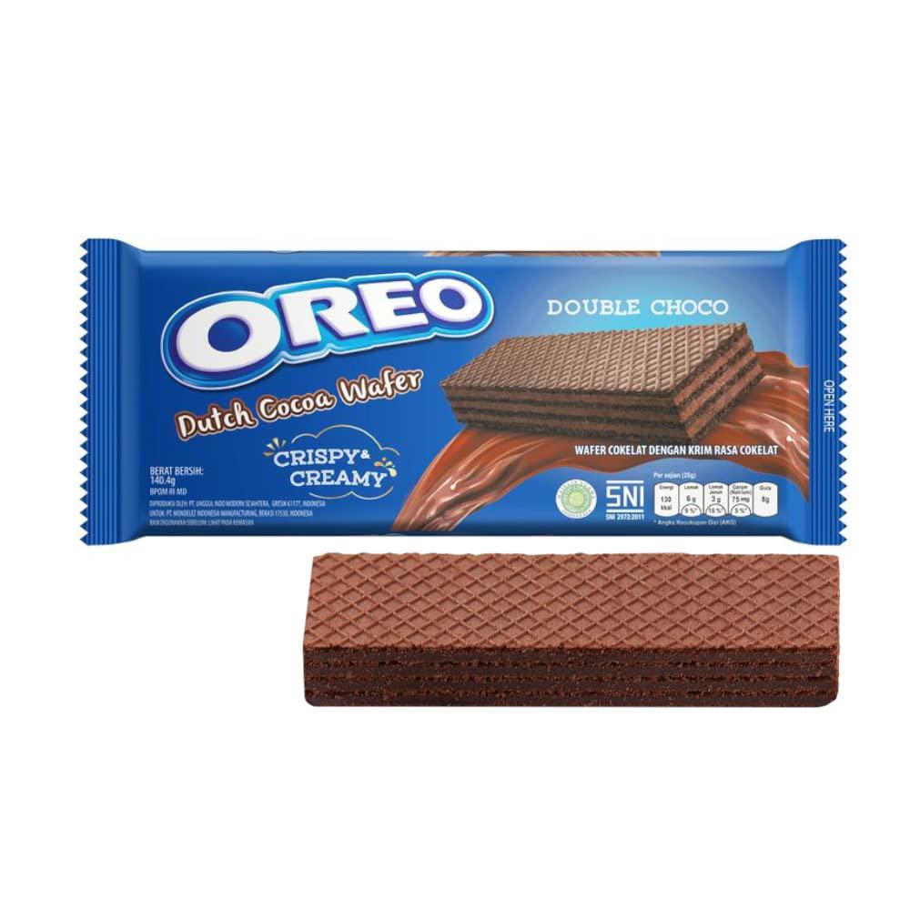 Oreo Oreo Crispy & Creamy Double Choco Dutch Cocoa Wafer, Bule & Brown, Small, 140.4 g