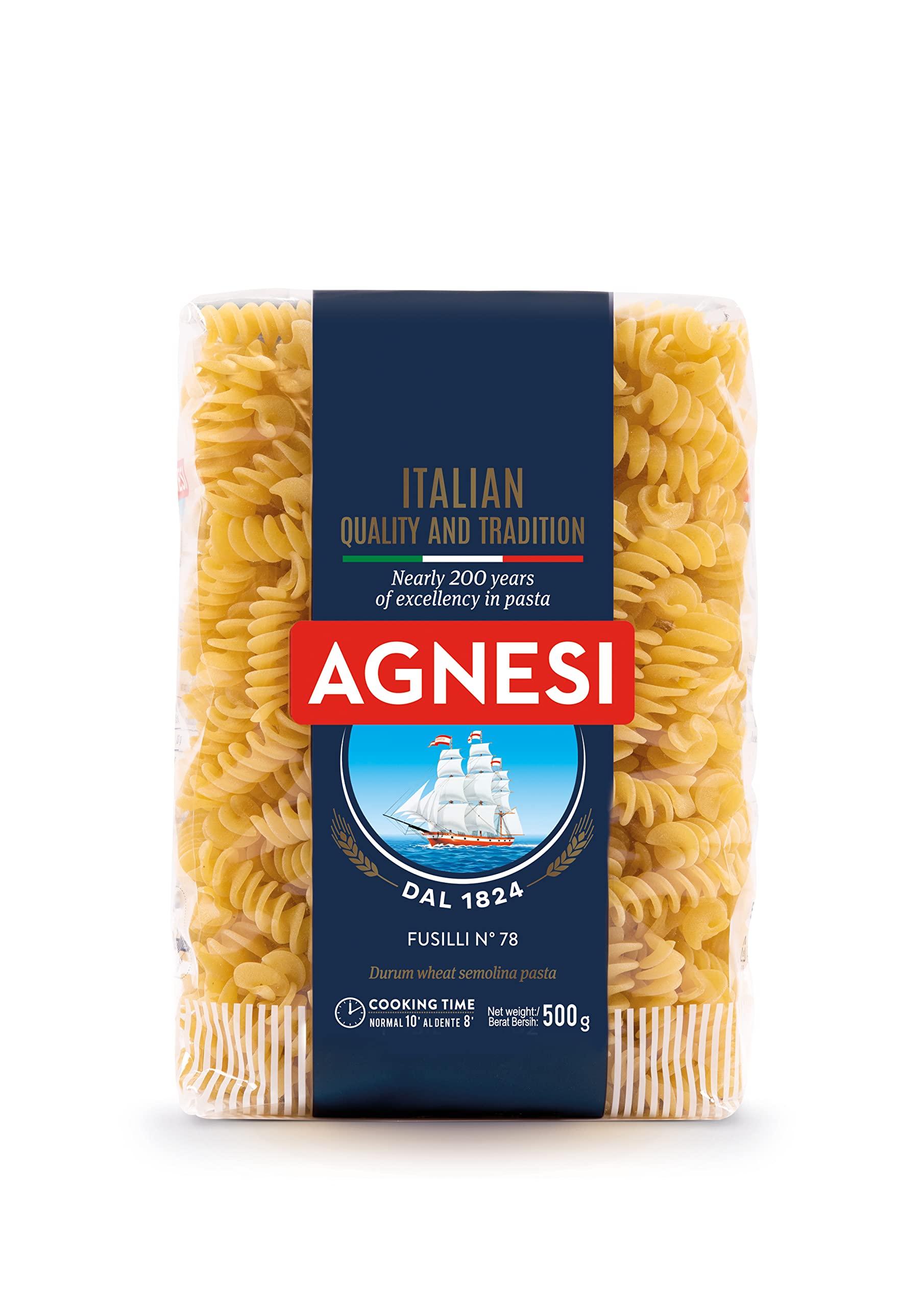 Agnesi Agnesi Fusilli Pasta, 500g l Imported from Italy l Low Calories l Zero Cholesterol l Zero Salt l No Added Sugar l Durum Wheat l