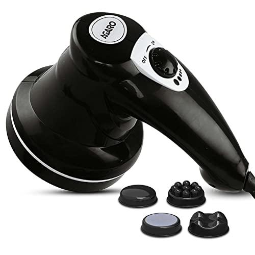 AGARO AGARO Electric Handheld Full Body Massager with 3 Massage Head & Variable Speed Setting, Black & AGARO CM2109 Sonic Facial Cleansing Massager with Silicone Brush & Anti-Aging Massager - Massager Combo
