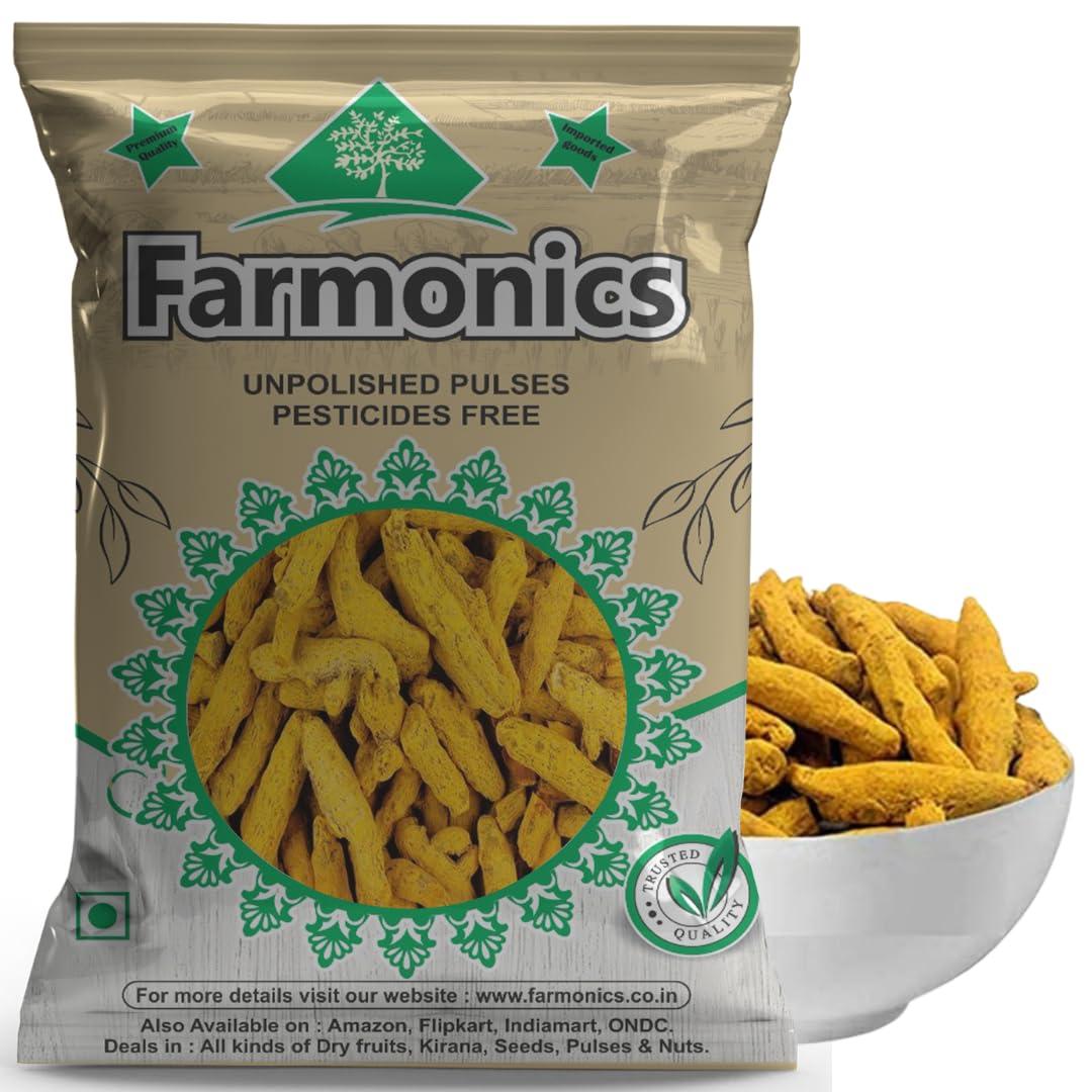 Farmonics Farmonics Turmeric Whole - 1Kg | Sabut Haldi | Premium Haldi Whole | Whole Dry Turmeric | Turmeric Sticks | Haldi Kadi