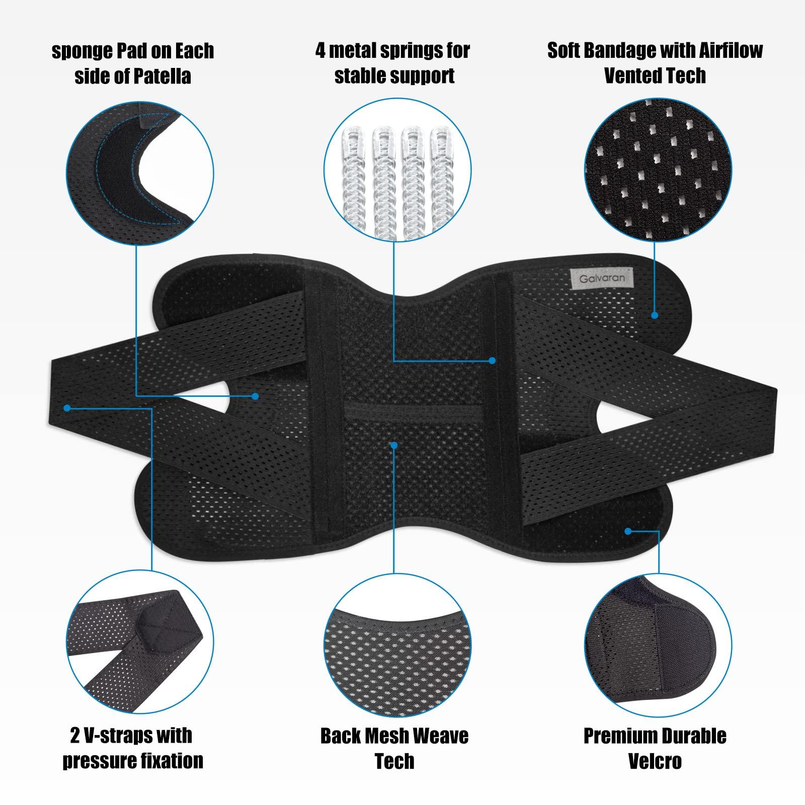 Galvaran Galvaran Knee Brace with Side Stabilizers for Meniscal Tear Knee Pain ACL MCL Arthritis Injuries Recovery, Breathable Adjustable Knee Support for Men and Women