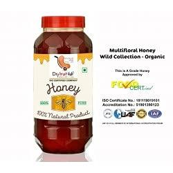 Dry Fruit Hub Dry Fruit Hub Natural Honey 1KG Organic Wild Honey Multifloral pure raw Honey Unprocessed Unfiltered Unpasteurized Pure Natural Original Honey - 1000 Grams Pack of 1