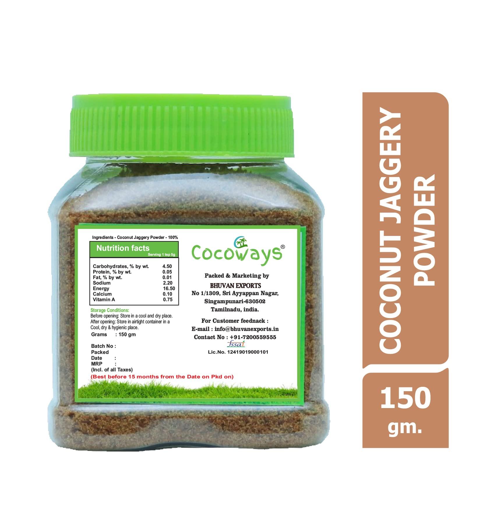 COCOWAYS Cocoways Organic Coconut Jaggery Powder, (150 gm) Pet Bottle Pack of 1