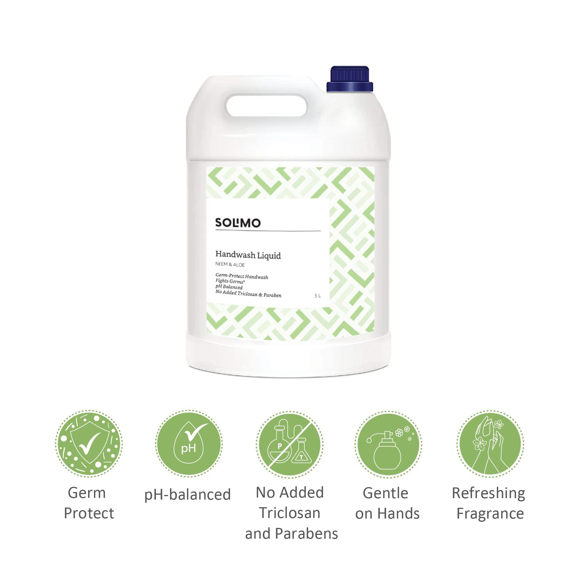 Solimo Solimo Handwash Liquid Refill Can, Lavender - 5 Litre & Solimo Handwash Liquid Refill Can, Neem & Aloe - 5 Litre