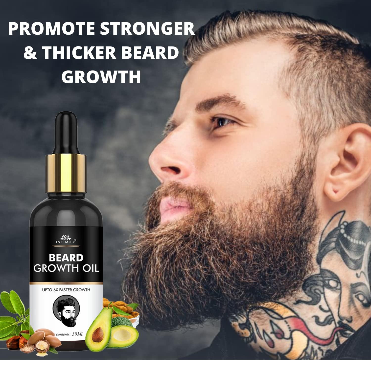INTIMIFY Beard Oil For Growing Beard Faster, Mustache Beard Growth Oil, Beard Oil For Men Fast Growth, Beard Oil For Pachy Beard, Beard Oil For Smooth Beard