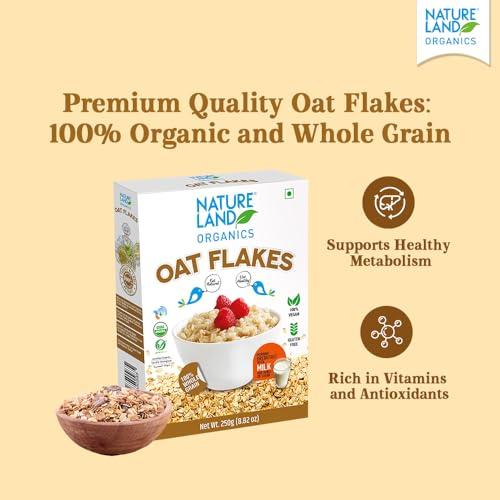 NATURELAND ORGANICS Natureland Organics Oat Flakes 250 Gm (Pack of 2) - Healthy Organic Oats