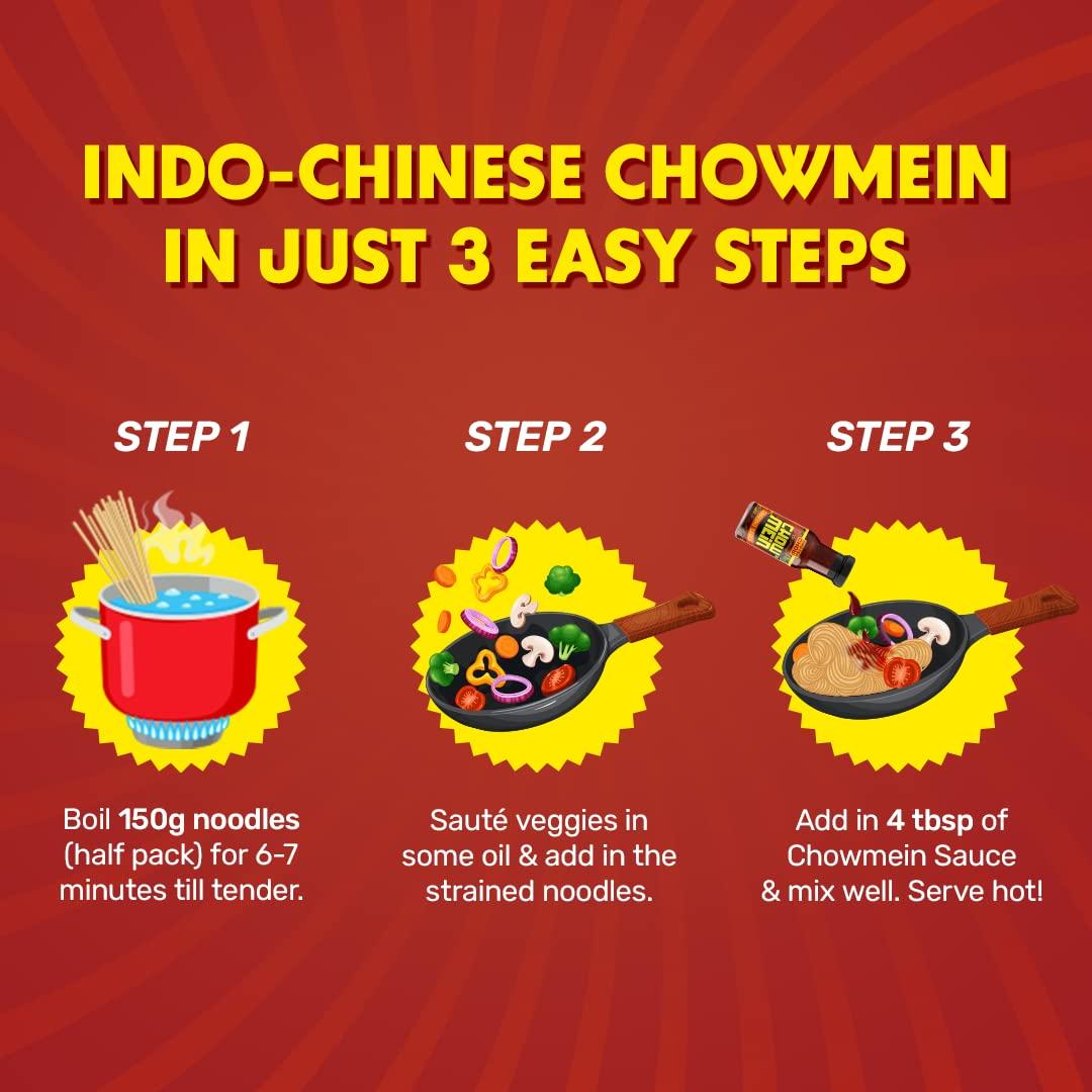 MasterChow MasterChow Chowmein Noodles - Chowmein Sauce & Healthy Whole Wheat|All Natural Ingredients|Get Street Style Chowmein In Just 10 Minutes - 300 Gram