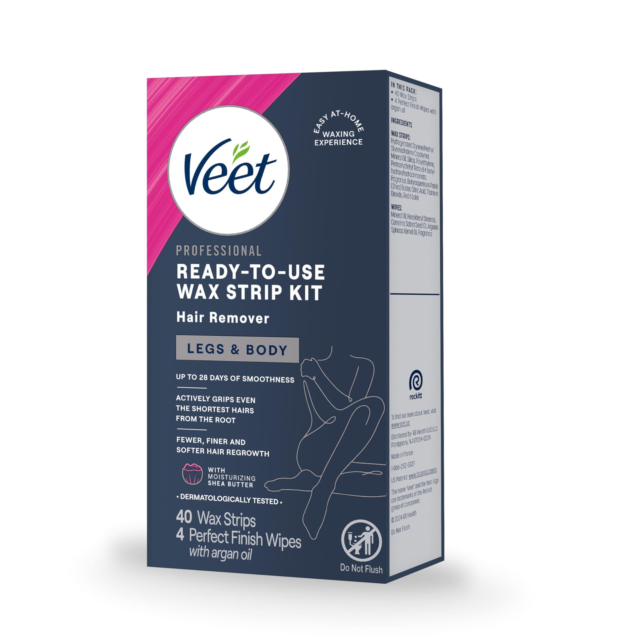 Veet Veet Leg and Body Hair Remover Cold Wax Strips, 40 Count