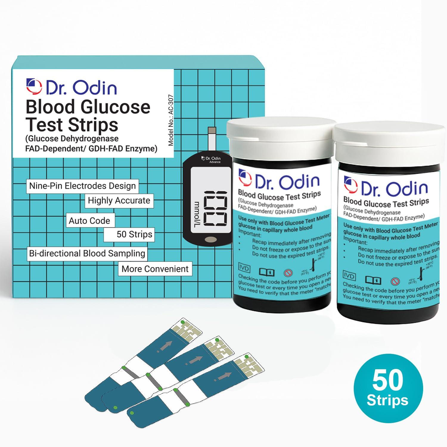 Dr. Odin Dr. Odin AC-307 (GDH-FAD) Blood Glucose Test Strips, For Self Testing Sugar Levels With GDH-FAD Monitoring Machine 50 Glucometer Strips