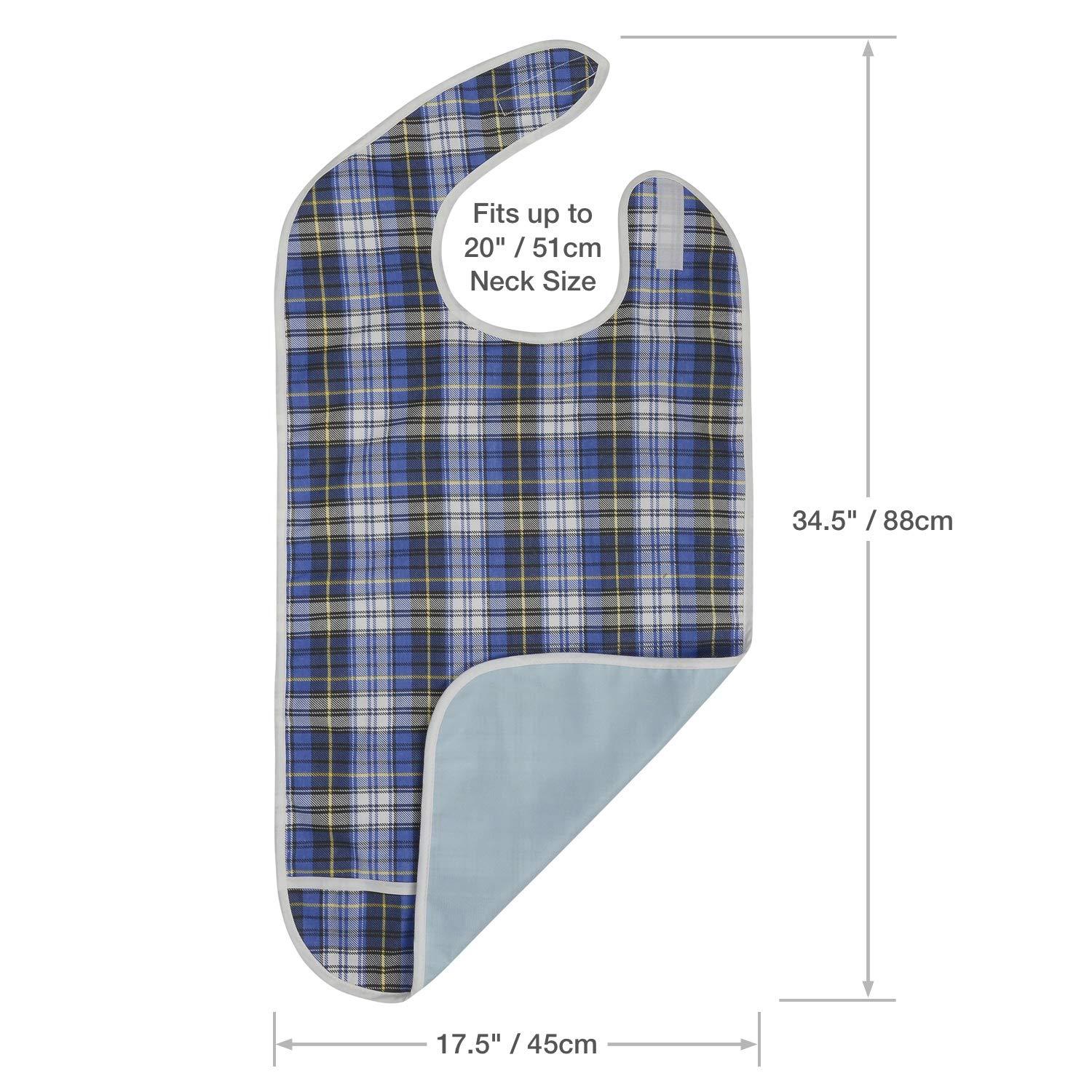 Modaliv Adult Bib - Reusable Clothing Protector - Waterproof - Crumb Catcher - Machine Washable - Velcro Closure - Extra Long Senior Men and Women Bibs for Eating by Modaliv (Blue)