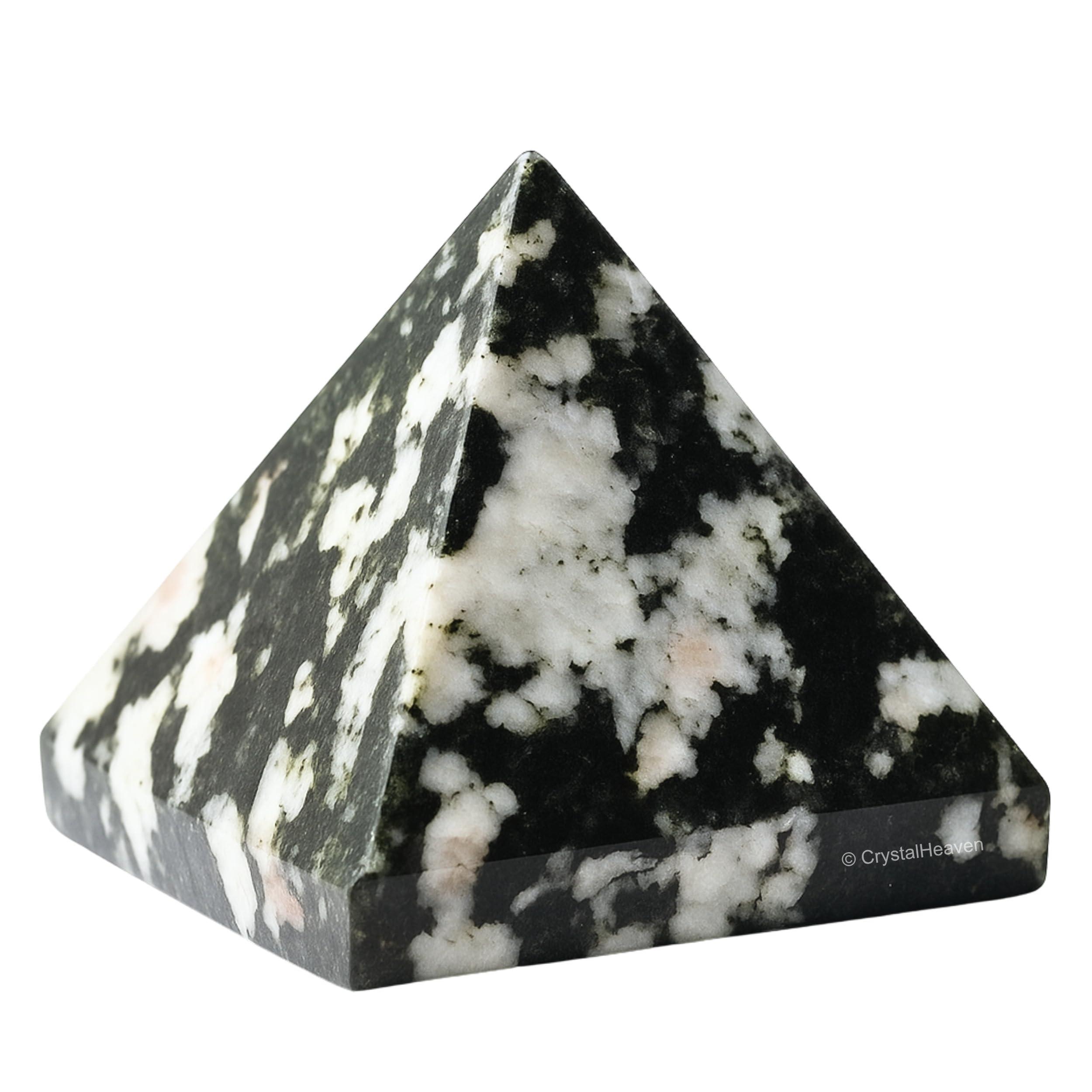 Crystal Heaven Certified Black and white Tourmaline Pyramid - 1\" Inch Crystal Pyramid for Positive Energy, Vastu, Reiki and Chakra Healing