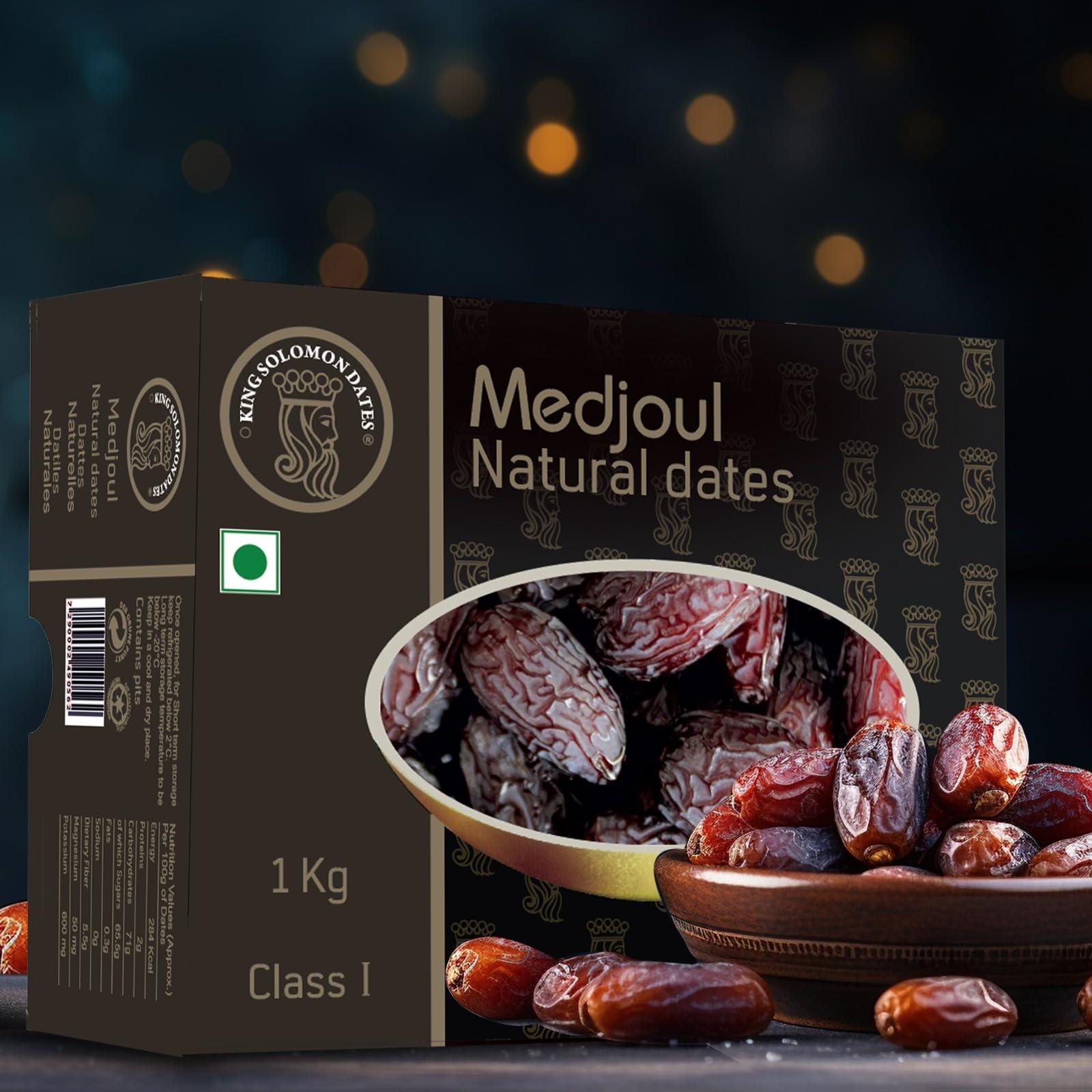 KING SOLOMON DATES KING SOLOMON DATES Large Medjoul/Medjool Dates 1 Kg|All Natural|No Added Sugar|No Preservatives|Gluten Free|Vegan Plant Based|Non-Gmo|Dates Dried Fruits|Khajur|Khajoor|Khejur