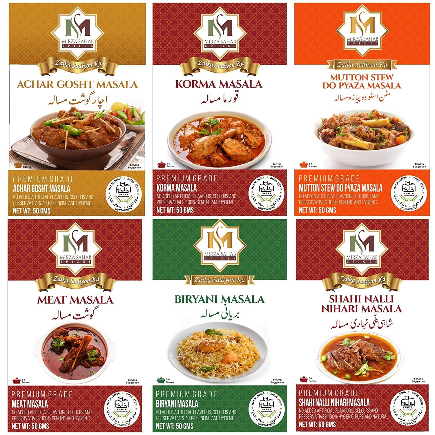 Mirza Sahab Mirza Sahab Eid Special Spices Paradise Safari Nalli Nihari Achar Gosht Biryani Korma Keema Chicken Tikka, Variety Pack, 10.58 oz / 300 g