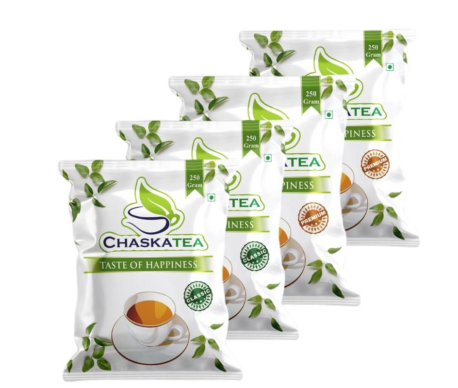 CHASKATEA CHASKA TEA Premium Masala Tea Powder 250 GRAM x 2 Classic Organic Black Tea 250 GRAM X 2 Aromatic Assam Natural Tea Leaves Chai Patti (with Free Slicer) (Pack Of 4)