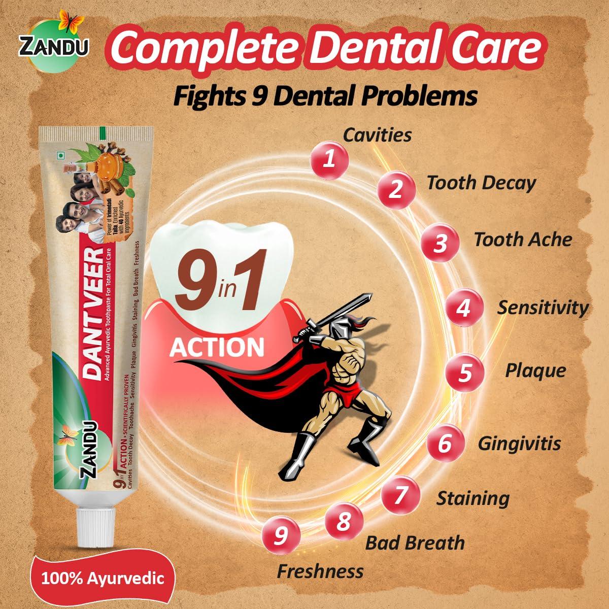 Zandu Zandu Dant Veer 200 Gm + Copper tounge cleaner