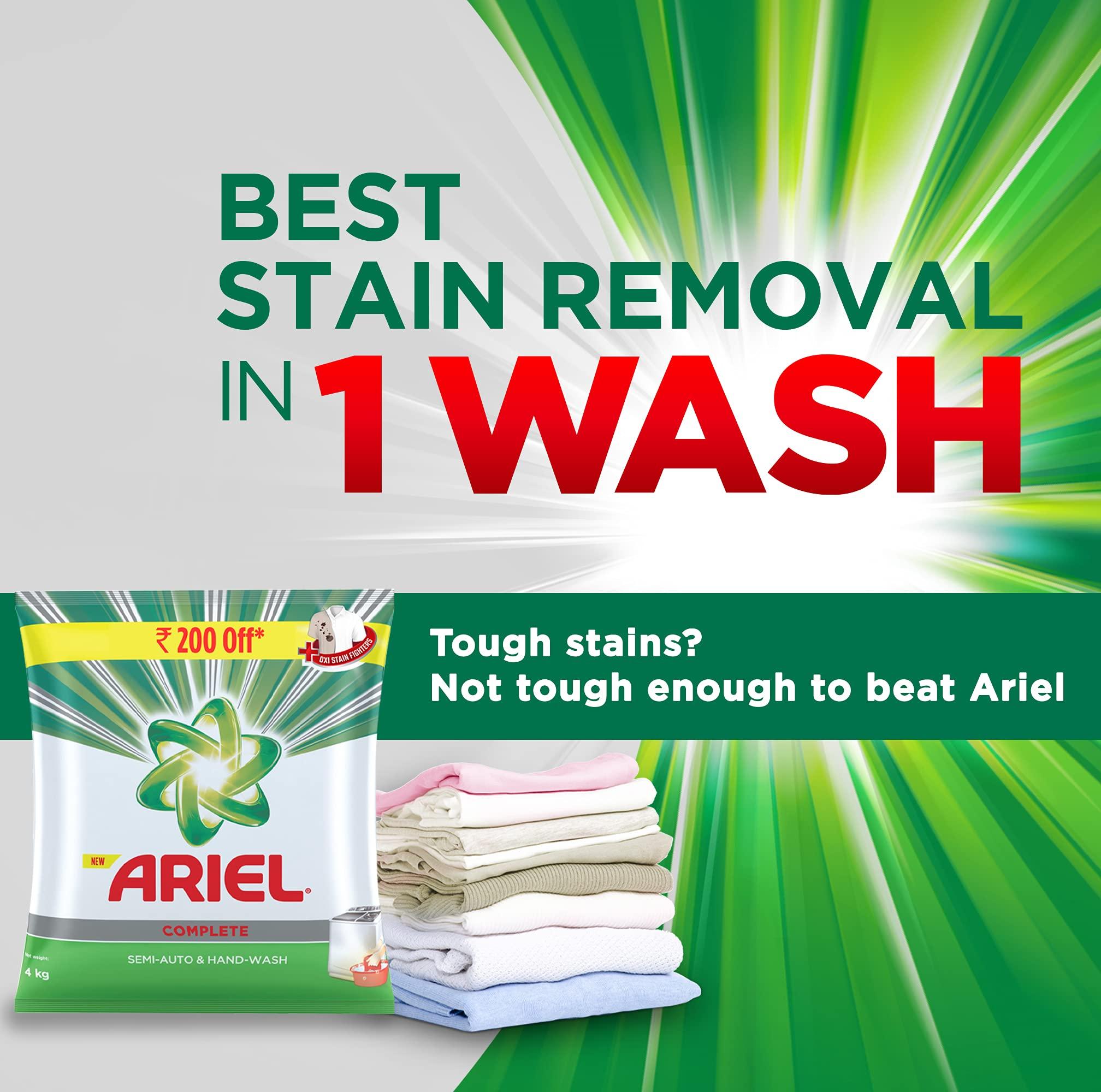 Ariel Ariel Complete Detergent Washing Powder- 4Kg Value Pack & Ariel Matic Liquid Detergent Front Load Refill Pouch, 2 Litre