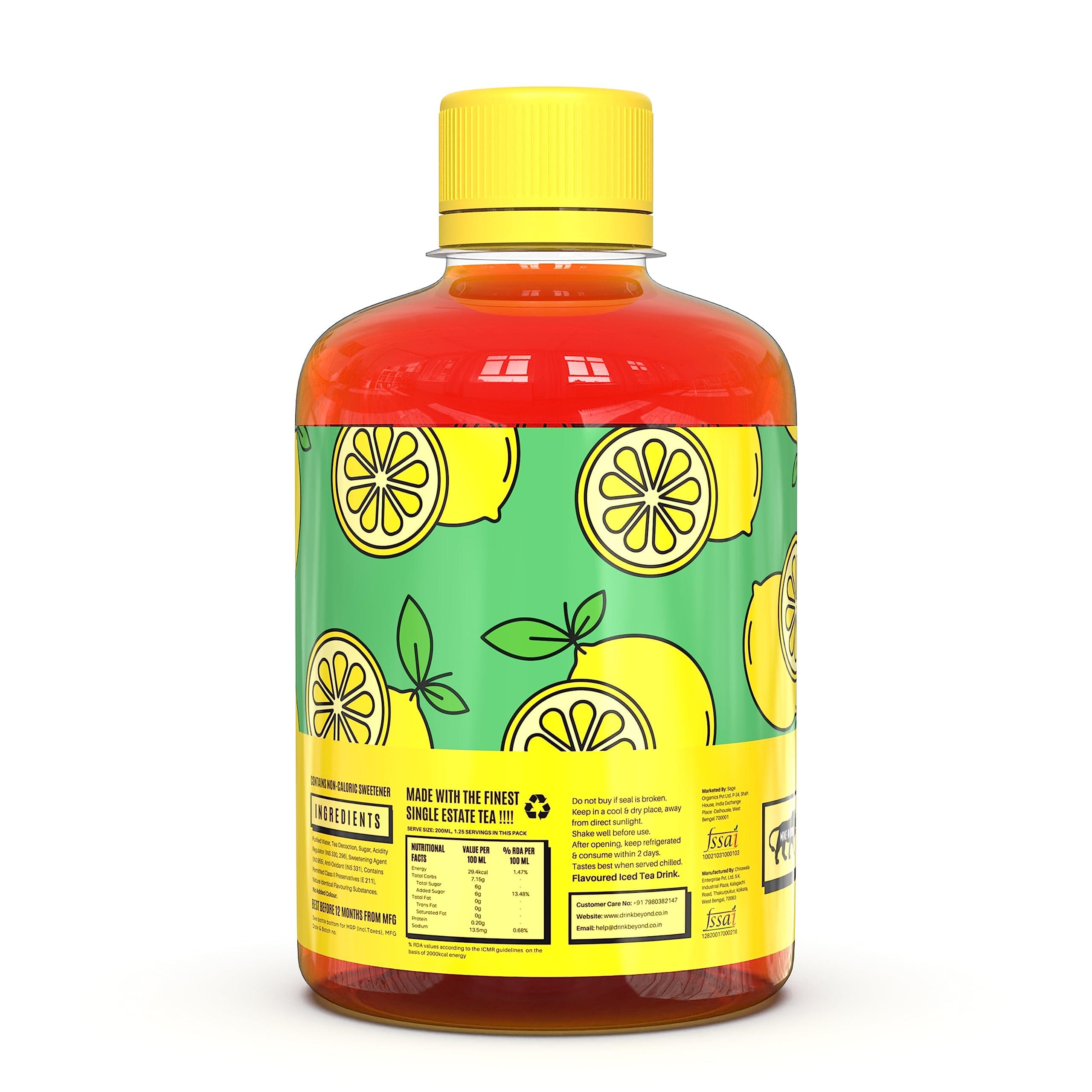 BEYOND WATER Beyond Water Lemon Iced Tea Low-Calorie Ready To Drink Real Brewed Tea with Low sugar 250 ml (Pack of 6)