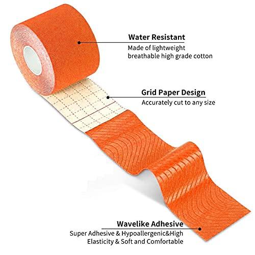 Electrotech HealthOn Kinesiology Tape | Kinesiology Tapes Waterproof | Sports Tape | Knee, Elbow, Shoulders, Ankles, Wrists, Back, Neck, arms & Thigh on Injury | Uncut Muscle Support Tape | 5cm x 5m roll