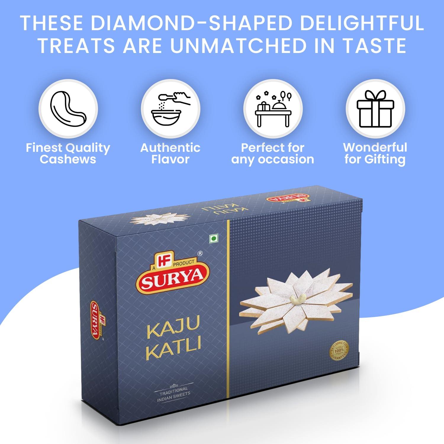 HF, SURYA SURYA 200gm KAJU KATLI | KAJU BARFI | PREMIUM INDIAN SWEET
