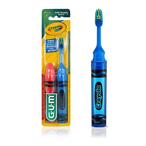 Gum GUM Crayola Kids' Travel Toothbrush, Antibacterial Bristles, Soft, Ages 4+, 2 Count: 2 Brushes