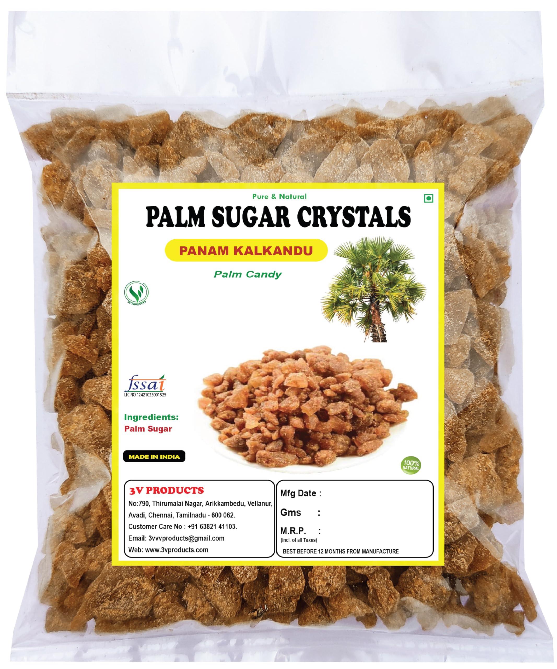 3V PRODUCTS 3V PRODUCTS Natural Palm Sugar Crystals 100g | Palm Candy | Panam kalkandu | Tal Mishri | 100% Natural Healthy Replacement for Sugar | Unprocessed Sweetener | Gluten Free, Non-GMO | Chemical Free