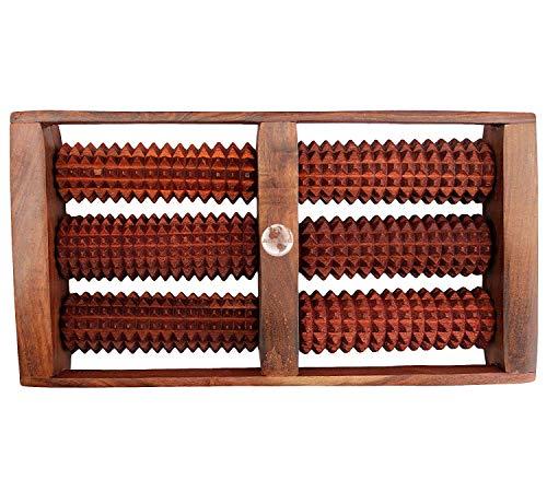 ACE WOOD CRAFTS AWC Wooden Foot/Feet Massager 6 Roller Stress Acupressure Acupuncture Foot Massage